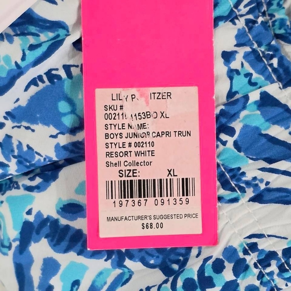Lilly Pulitzer Boys Junior Capri Trunks Shell Collector Blue White XL 002110 - Picture 3 of 3